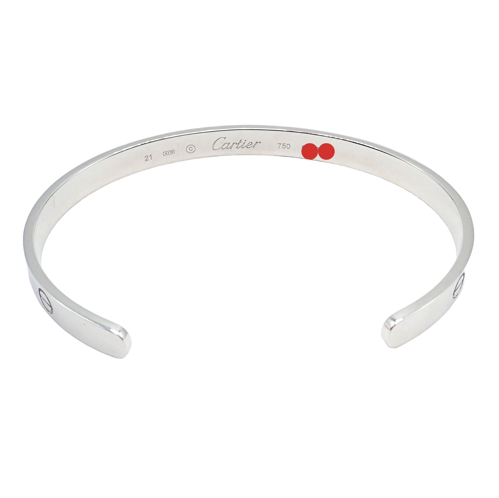 Authentic! Cartier 18k White Gold Love Cuff Open Bracelet Size 21 w/ Certificate | Fortrove