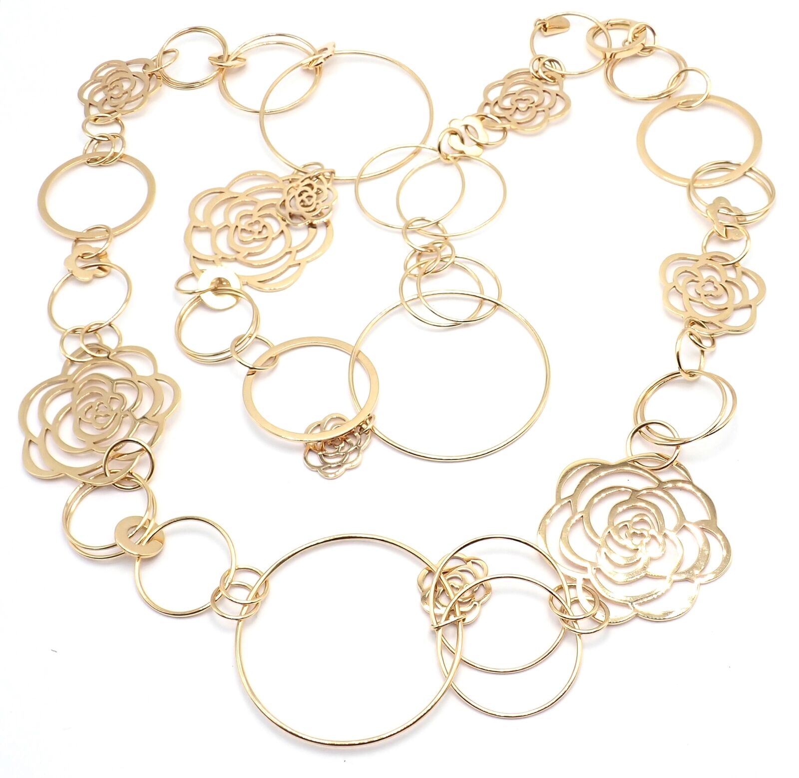 CHANEL Jewelry & Watches:Fine Jewelry:Necklaces & Pendants Chanel Camélia Camellia 18k Yellow Gold Flower Large Version Link Necklace Cert.