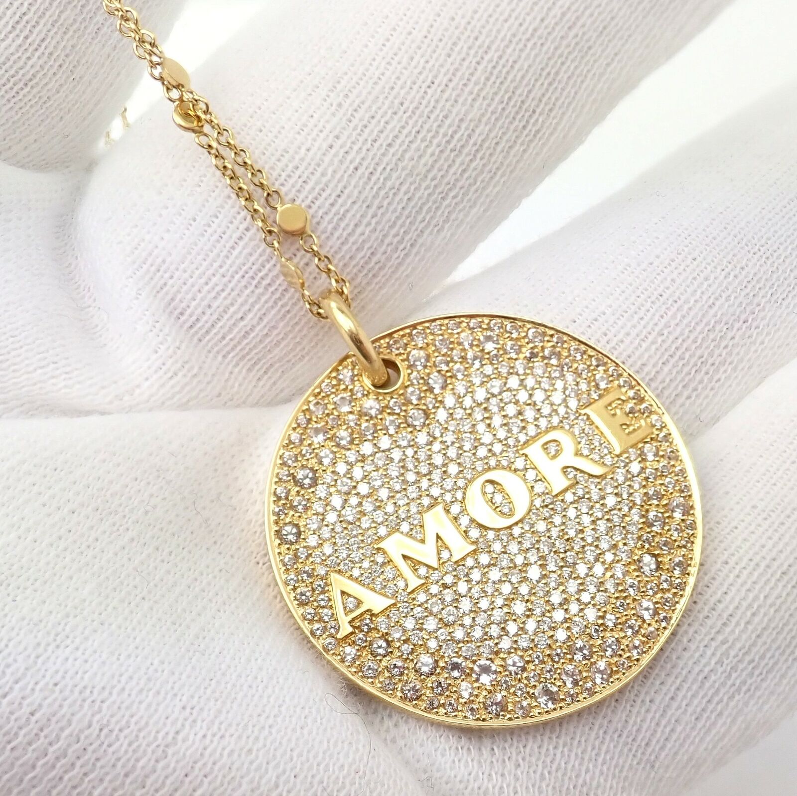 Pasquale Bruni 18k Yellow Gold Large Diamond + Sapphire Amore Pendant Necklace | Fortrove