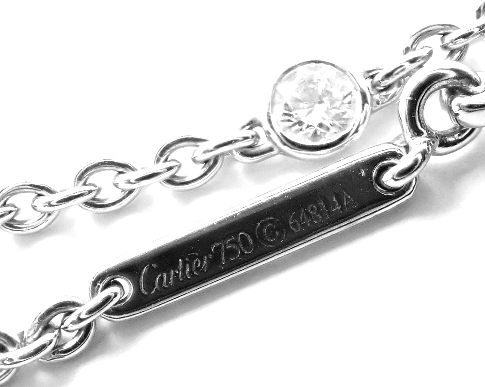 Authentic! Cartier 18k White Gold 1.5ct Diamond By The Yard Chain Necklace | Fortrove