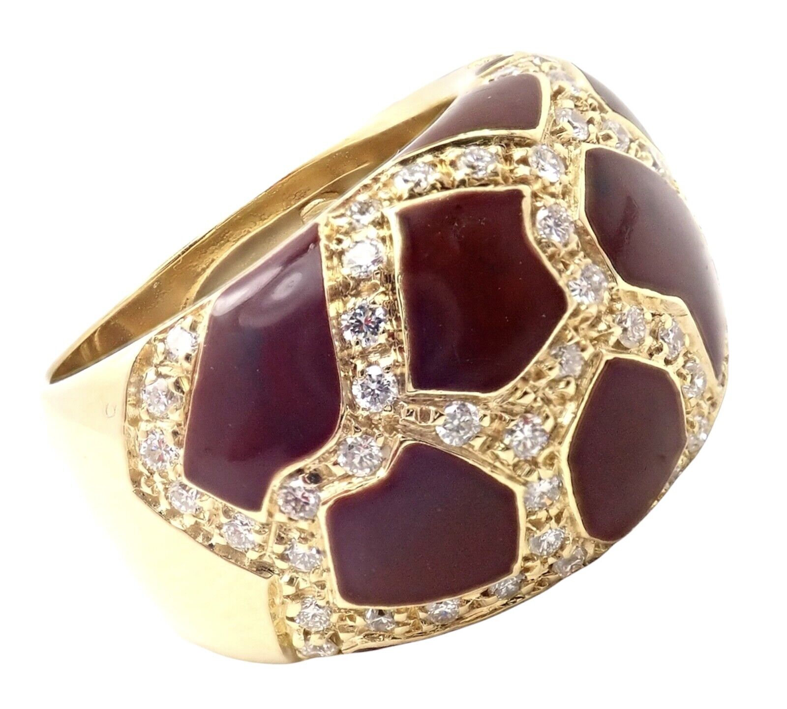 Authentic! Roberto Coin Giraffe 18k Yellow Gold Enamel Diamond Ring | Fortrove