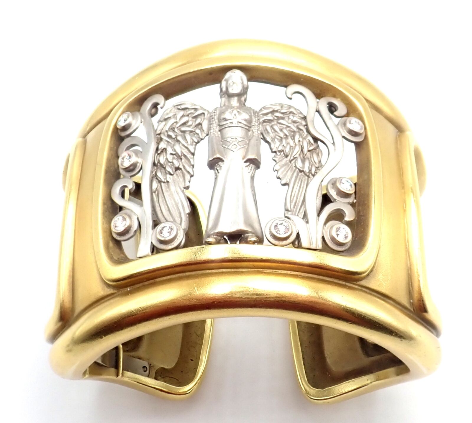 Authentic! Kieselstein Cord 18k Gold Diamond Angel In My Window Bangle Bracelet | Fortrove