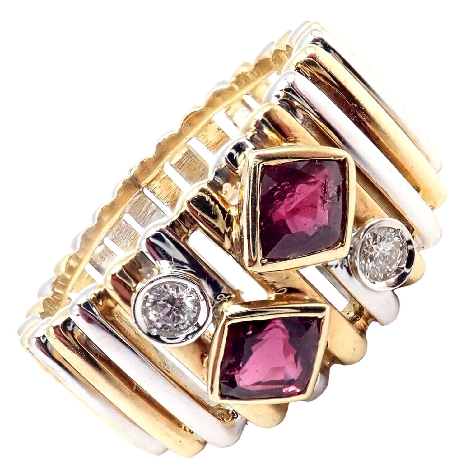 Rare! Authentic Van Cleef & Arpels 18k Yellow + White Gold Diamond Ruby Ring | Fortrove