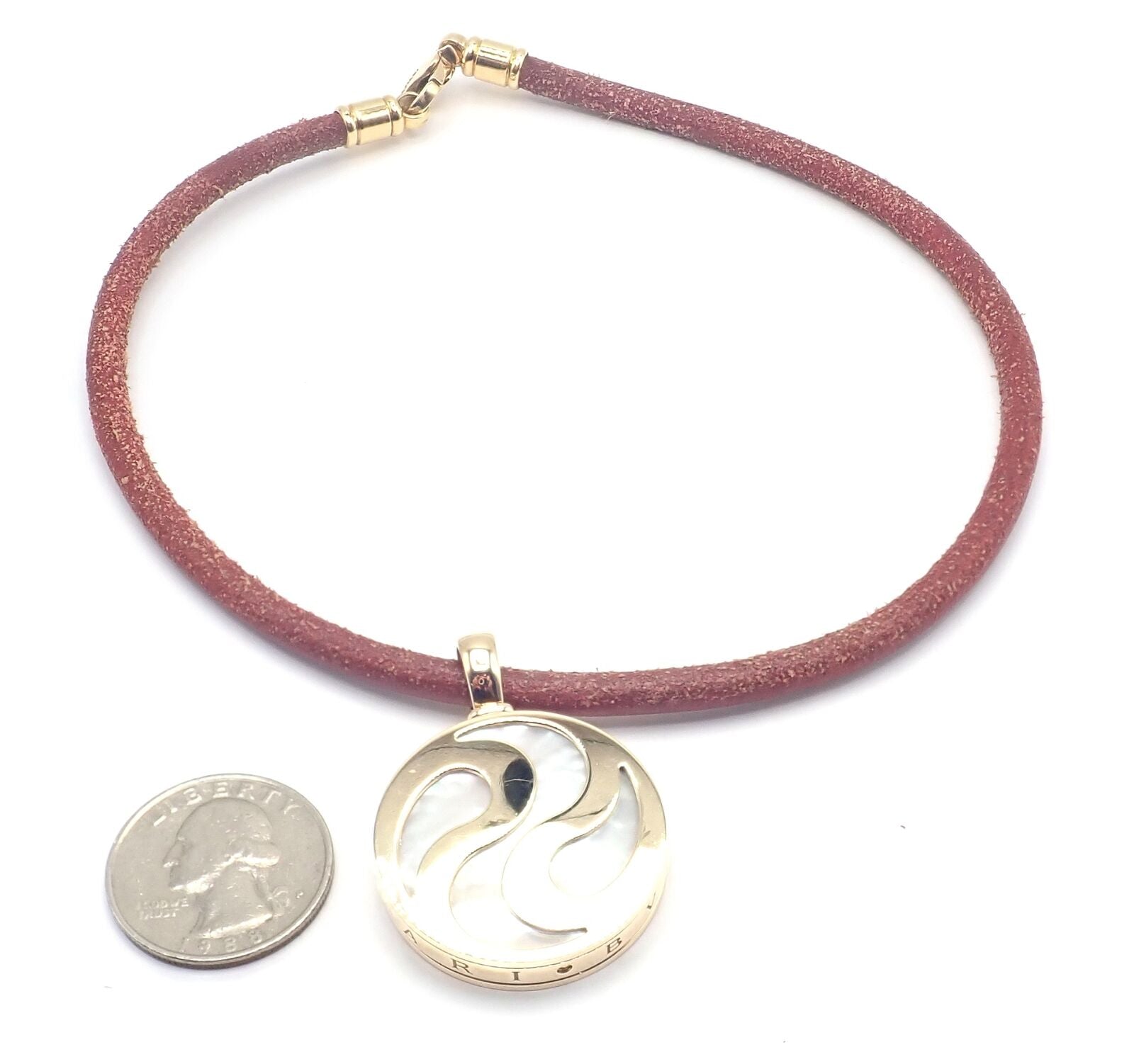 Bvlgari Bulgari Optical Illusion 18K Gold Steel Spinning MOP Pendant Necklace | Fortrove