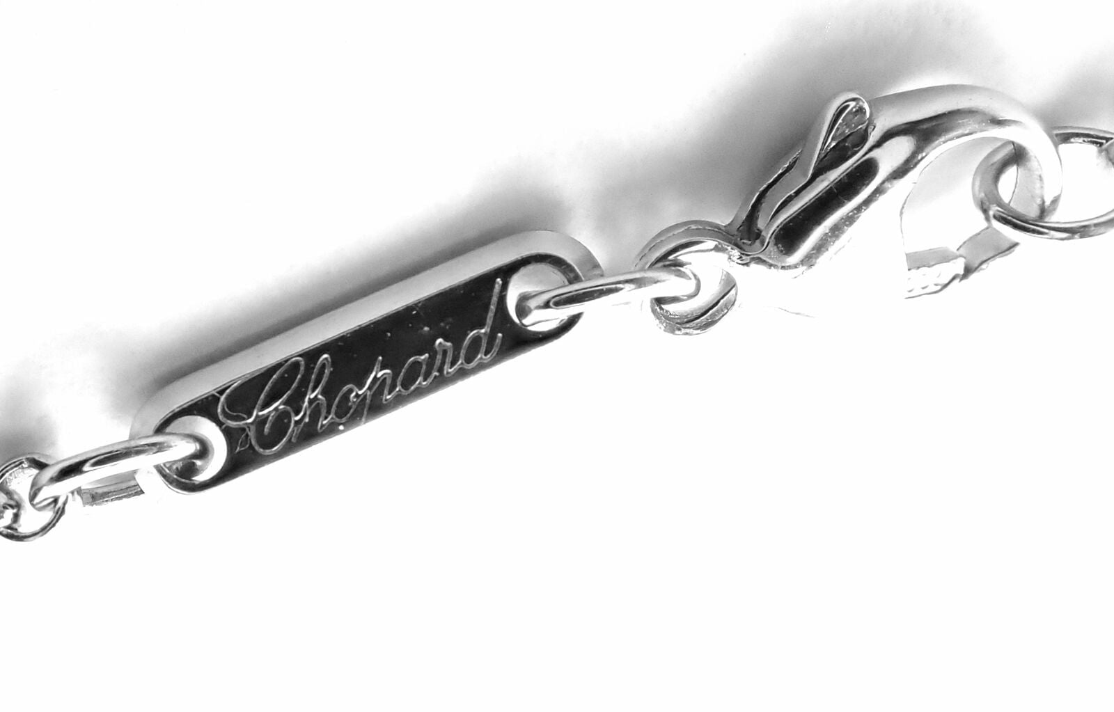 Authentic! Chopard Golden Diamonds 18k White Gold Diamond Chrome Stone Necklace | Fortrove