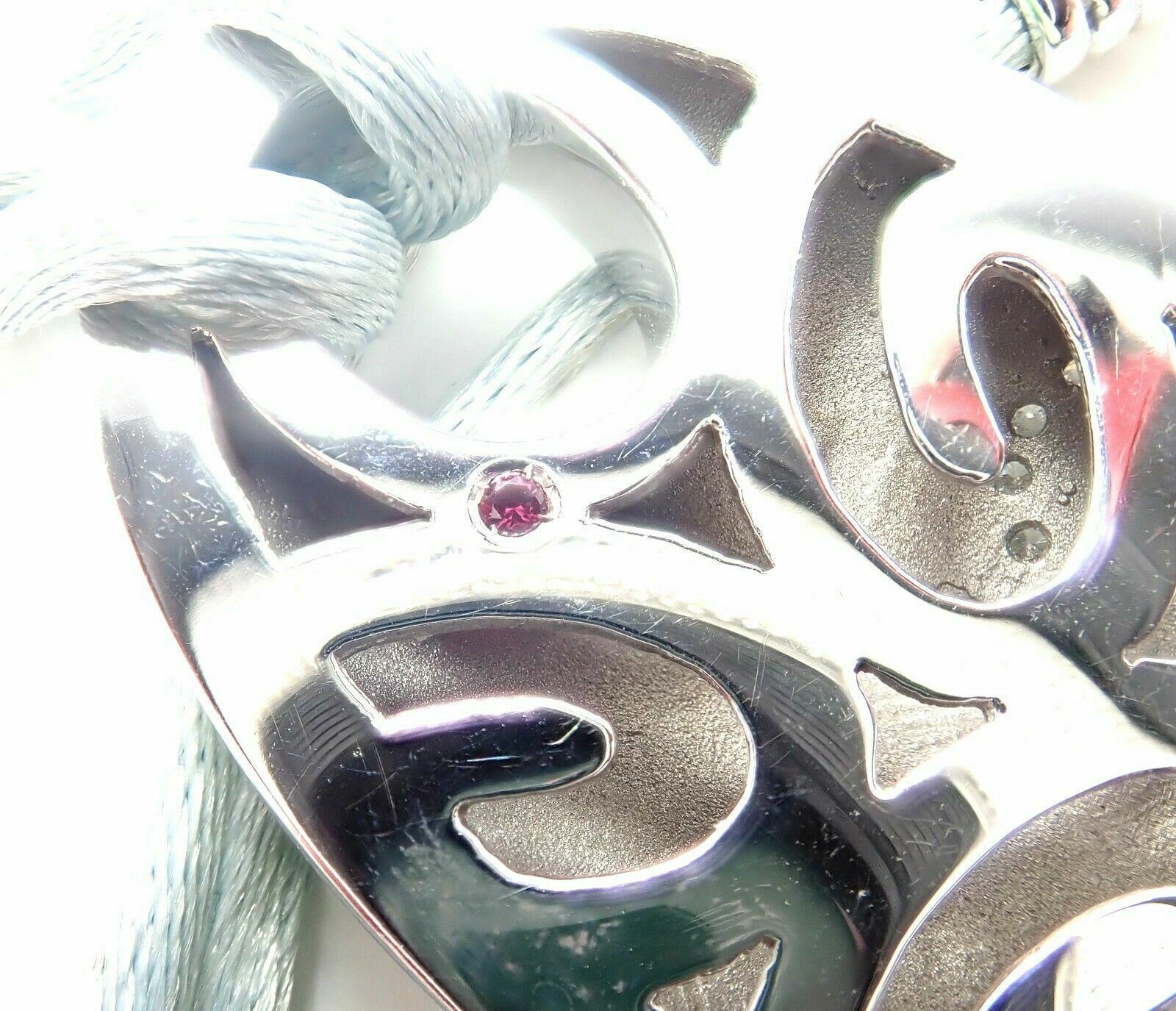 Roberto Coin 18k White Gold Diamond Green Enamel Silk Cord Pendant Necklace | Fortrove