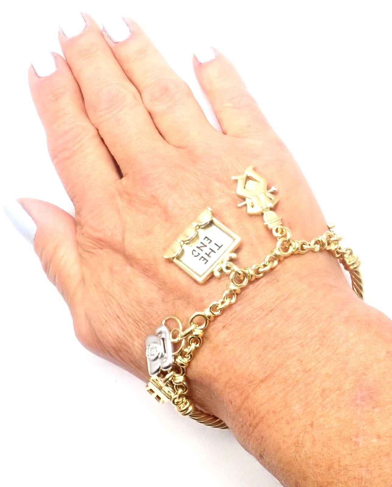 Rare! Authentic Pomellato 18k Yellow & White Gold Cinema Charm Bracelet | Fortrove
