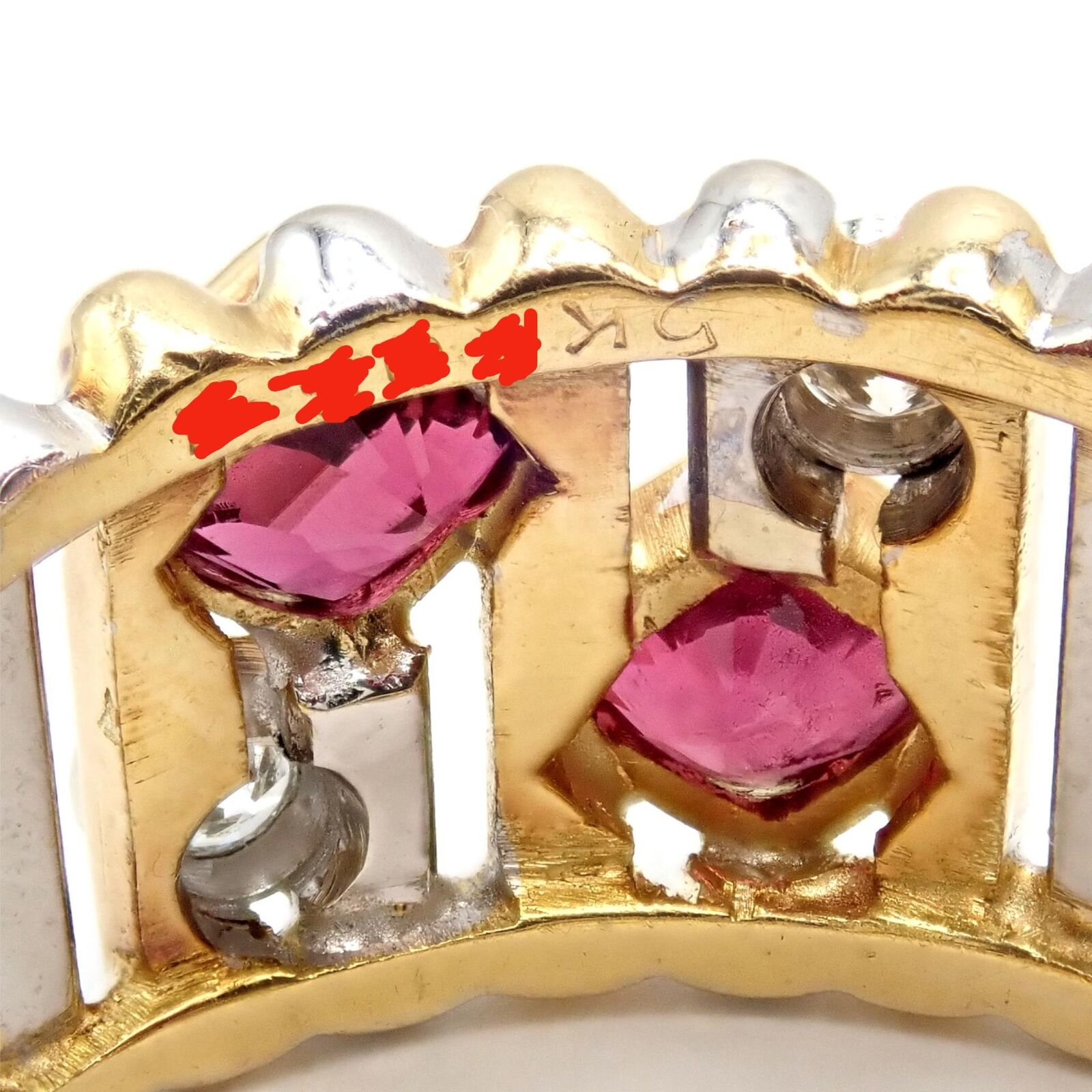 Rare! Authentic Van Cleef & Arpels 18k Yellow + White Gold Diamond Ruby Ring | Fortrove