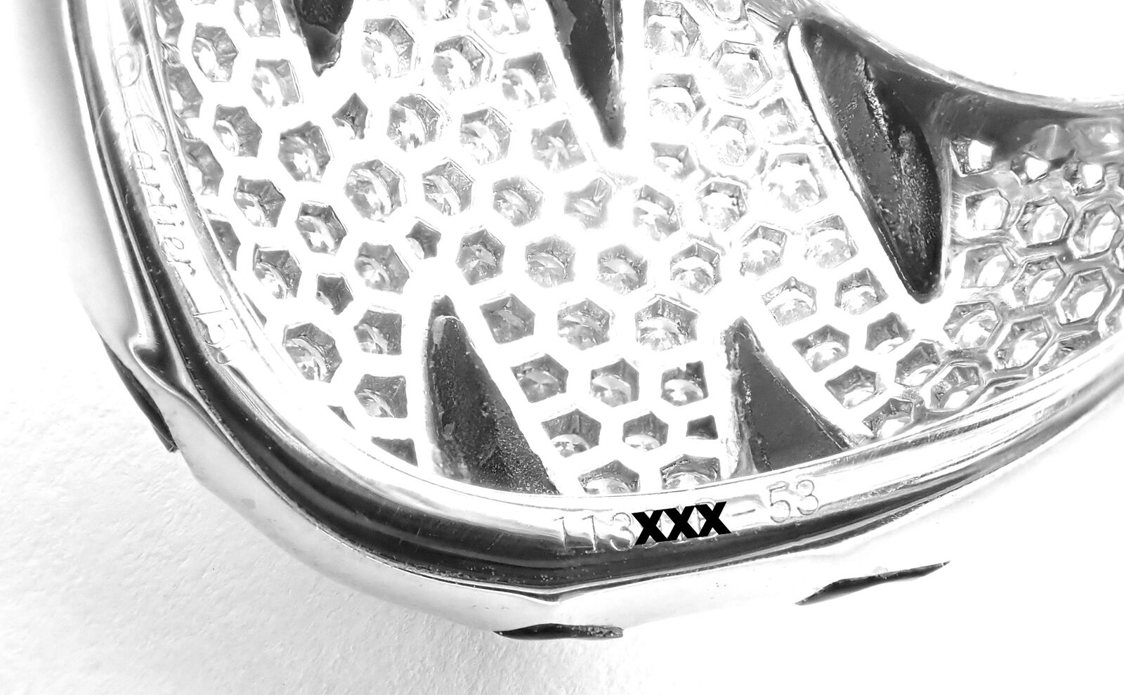 Authentic Cartier Panther Panthere Claw 18k White Gold Diamond Onyx Ring Size 53 | Fortrove