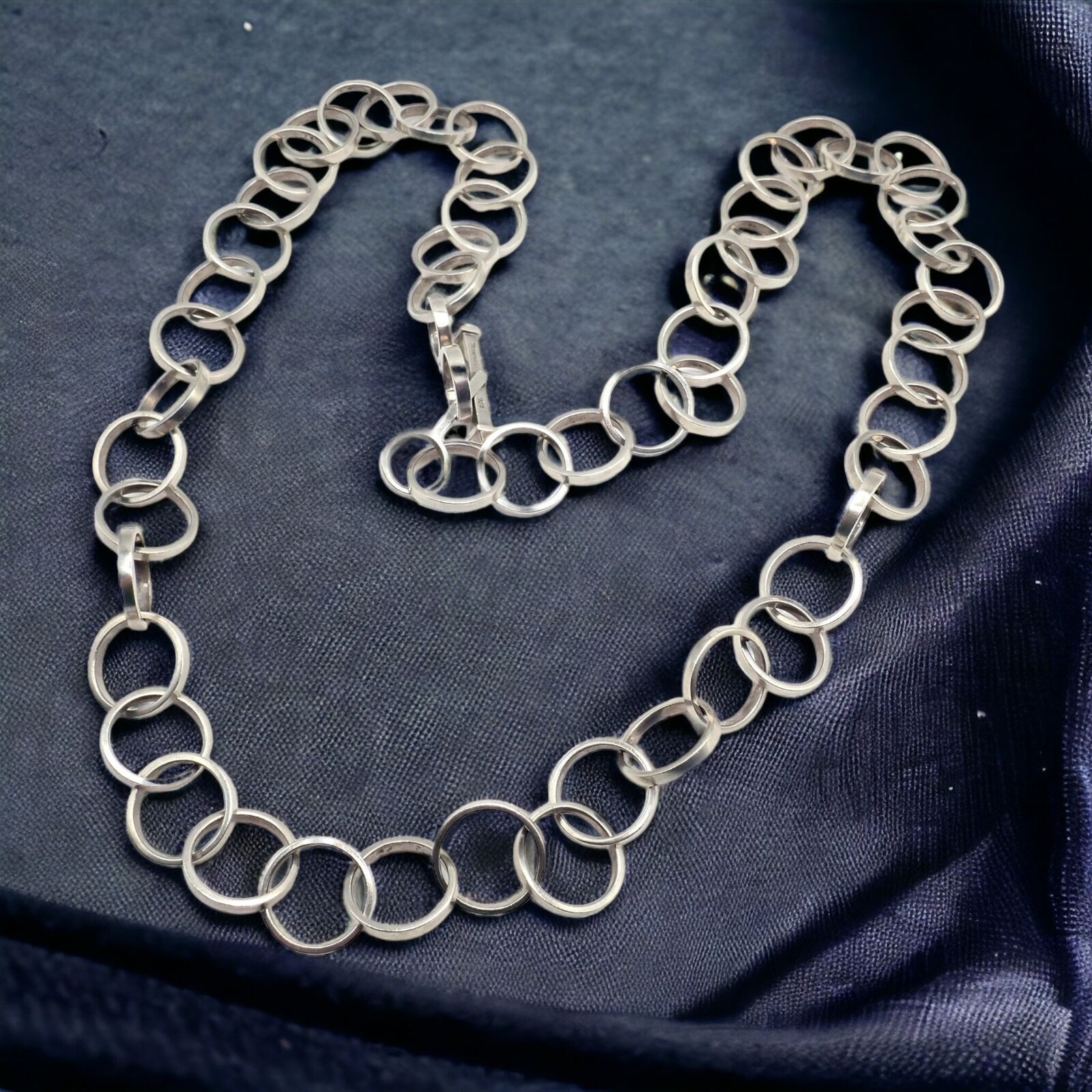 Rare! Tiffany & Co Picasso Sterling Silver Circle Link Long 34" Circle Necklace | Fortrove