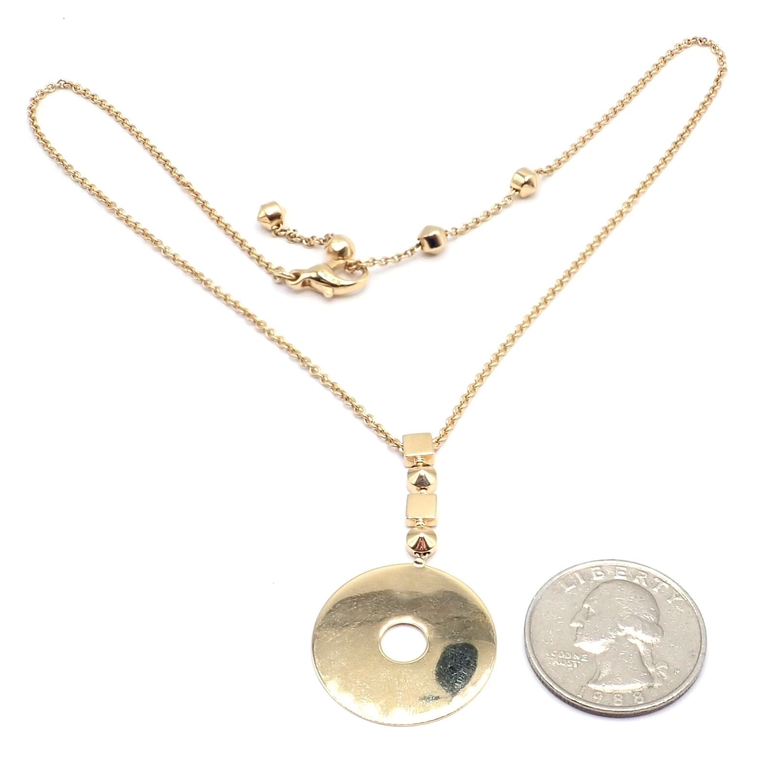 Authentic! Bulgari Bvlgari Lucea 18k Yellow Gold Round Pendant Necklace | Fortrove