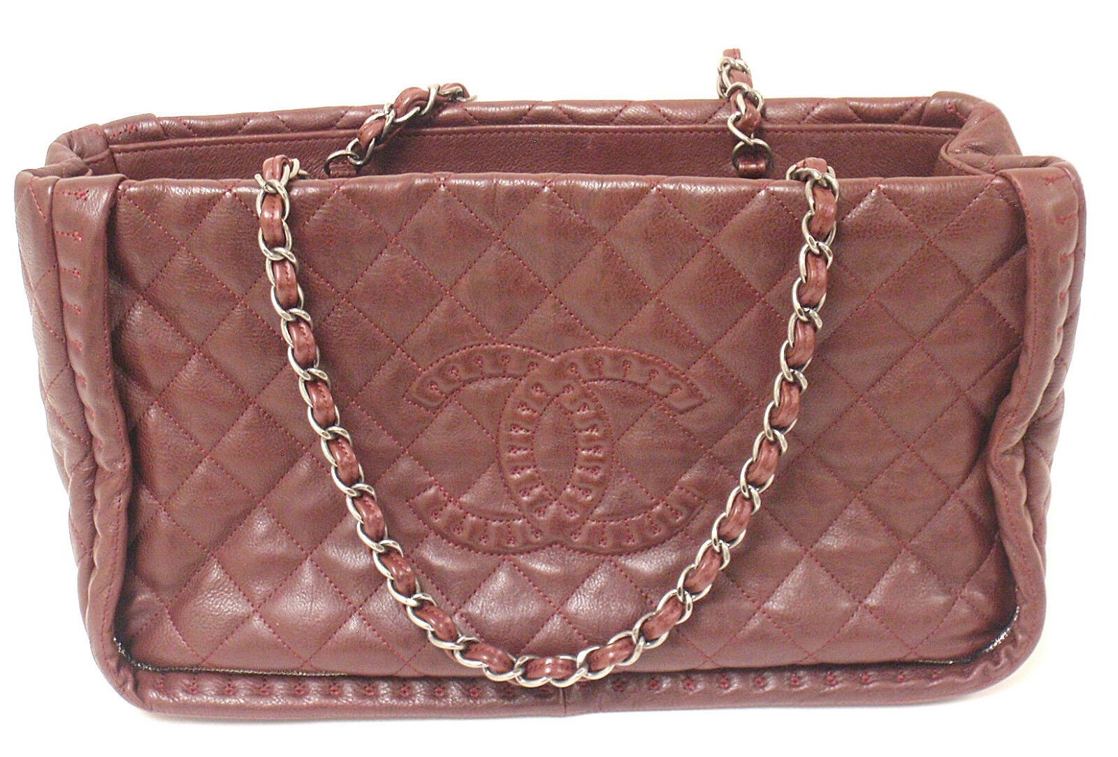 AUTHENTIC 2012 CHANEL ISTANBUL SOFT CAVIAR TOTE BURGUNDY LEATHER HANDBAG | Fortrove