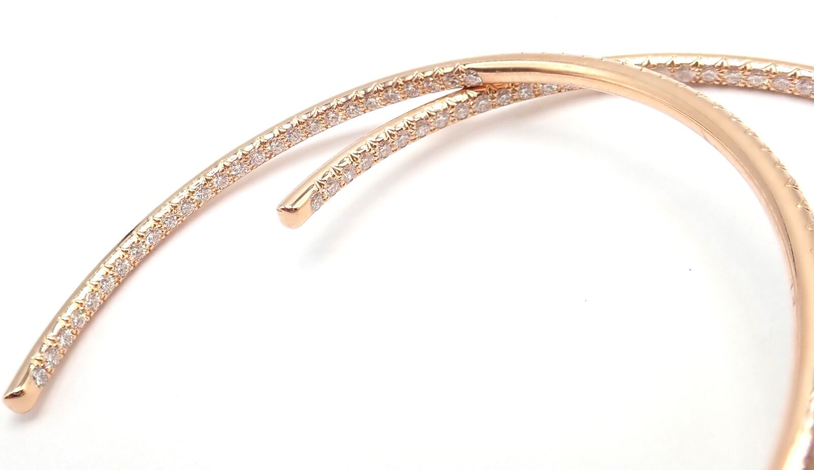 Authentic! Cartier Juste un Clou 18k Rose Gold Diamond Nail Hoop Earrings Paper | Fortrove