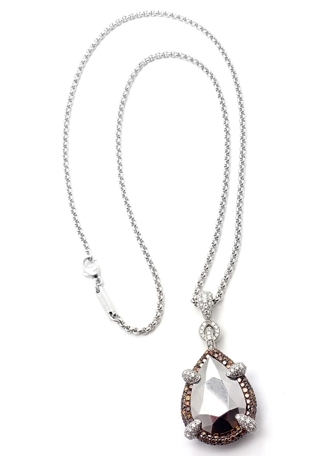 Authentic! Chopard Golden Diamonds 18k White Gold Diamond Chrome Stone Necklace | Fortrove
