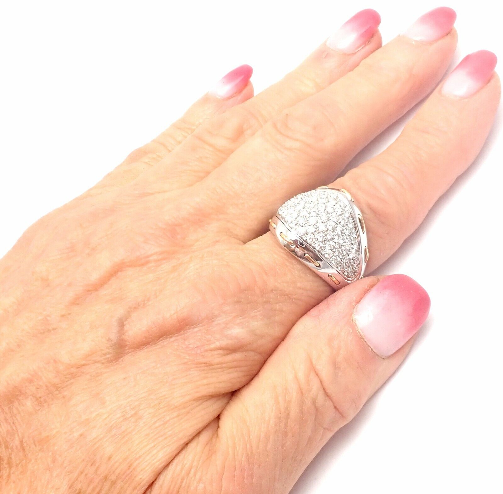 Authentic! Damiani 18k White Gold 1.36ct Diamond Cocktail Ring Retail $11,990 | Fortrove