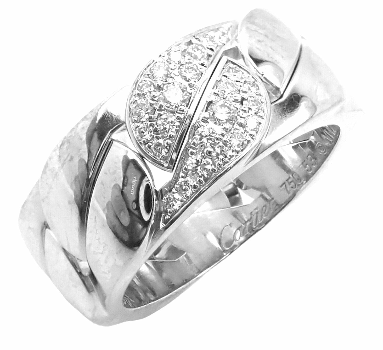 Authentic! Cartier 18k White Gold Diamond La Donna Band Ring size 6 eu 53 | Fortrove