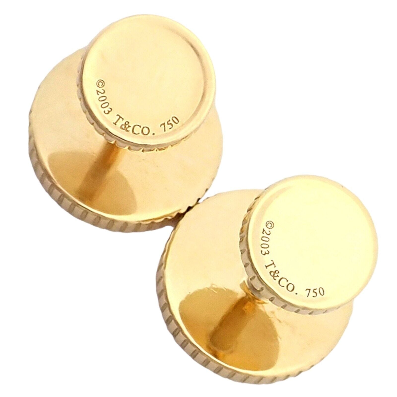 Rare! Vintage Tiffany & Co. 18k Yellow Gold Coin Edge Circle Cufflinks 2003 | Fortrove