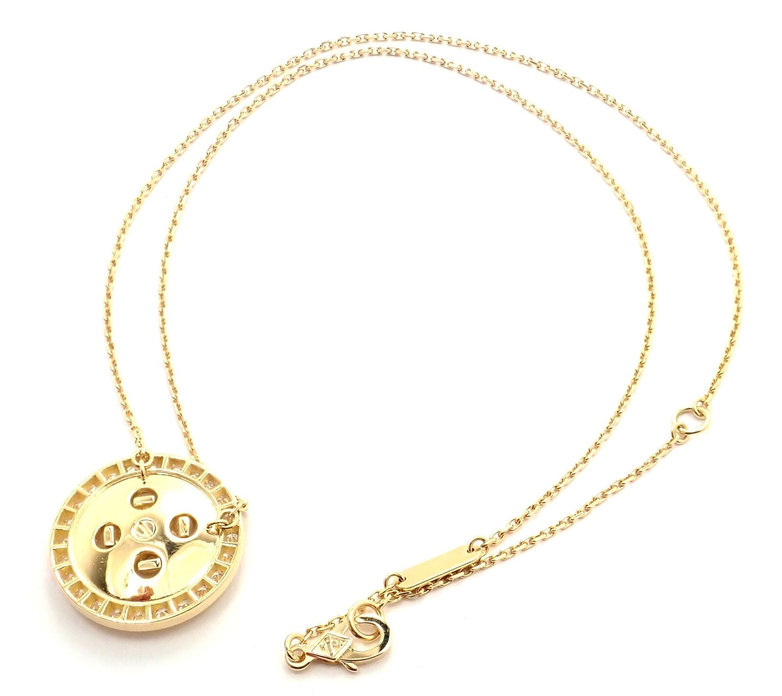 Authentic! Van Cleef & Arpels 18k Yellow Gold Diamond Button Pendant Necklace | Fortrove