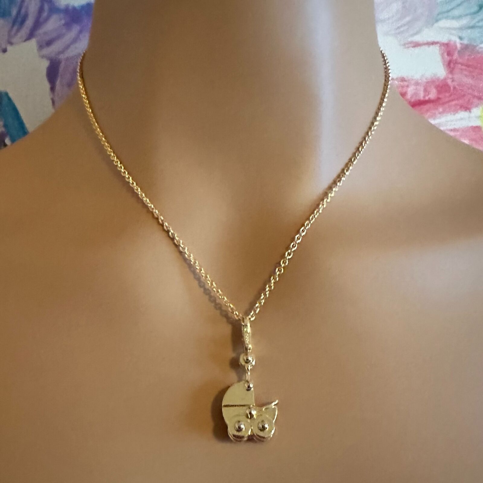 Authentic! Cartier 18k Yellow Gold Baby Carriage Stroller Charm Pendant Necklace | Fortrove