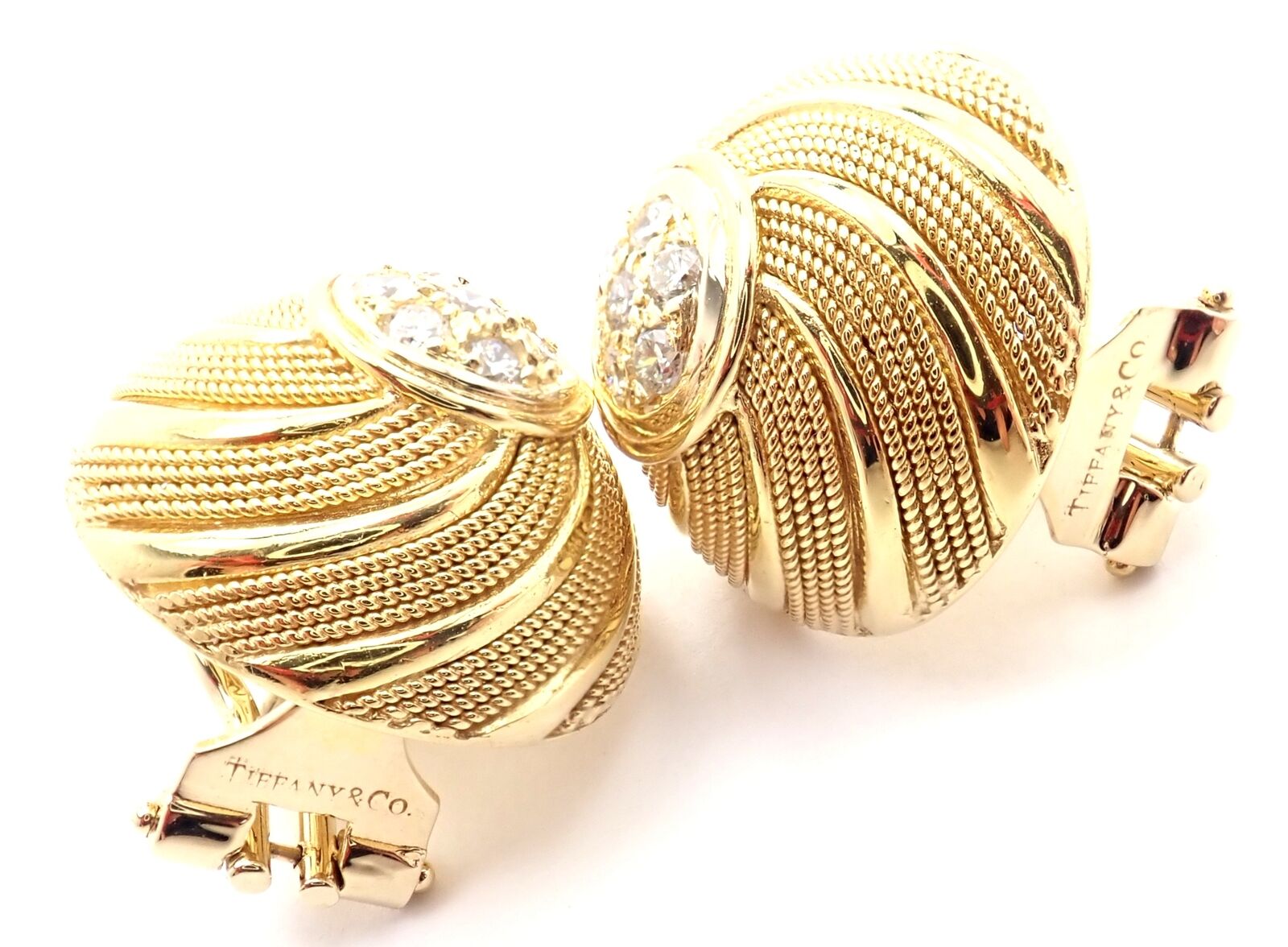 Rare! Authentic Tiffany & Co 18k Yellow Gold Diamond Earrings | Fortrove