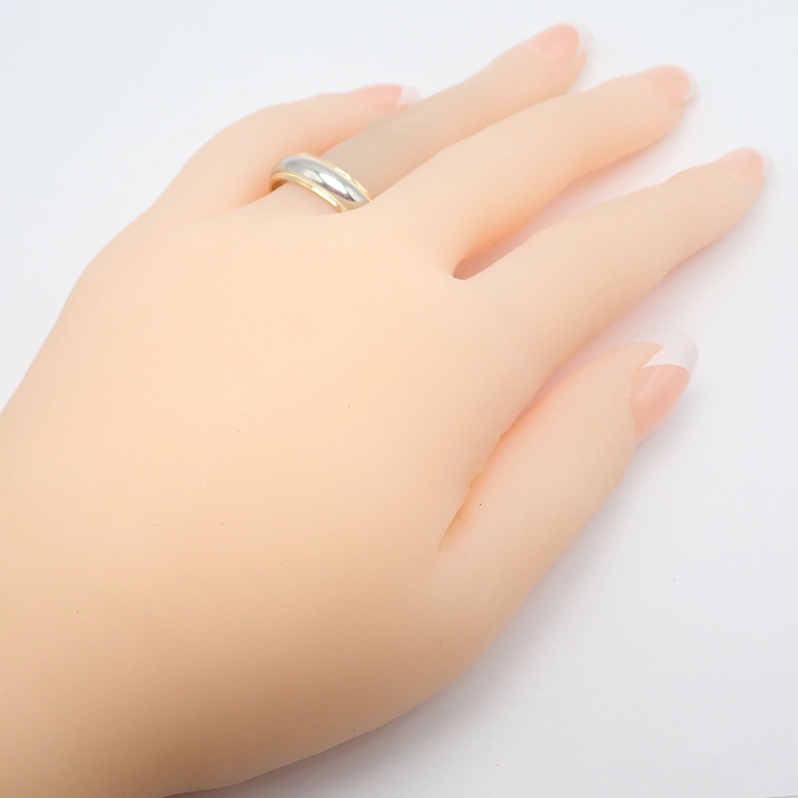 Tiffany & Co. 18k Yellow Gold Platinum 6mm Band Classic Milgrain Ring Sz 10 | Fortrove