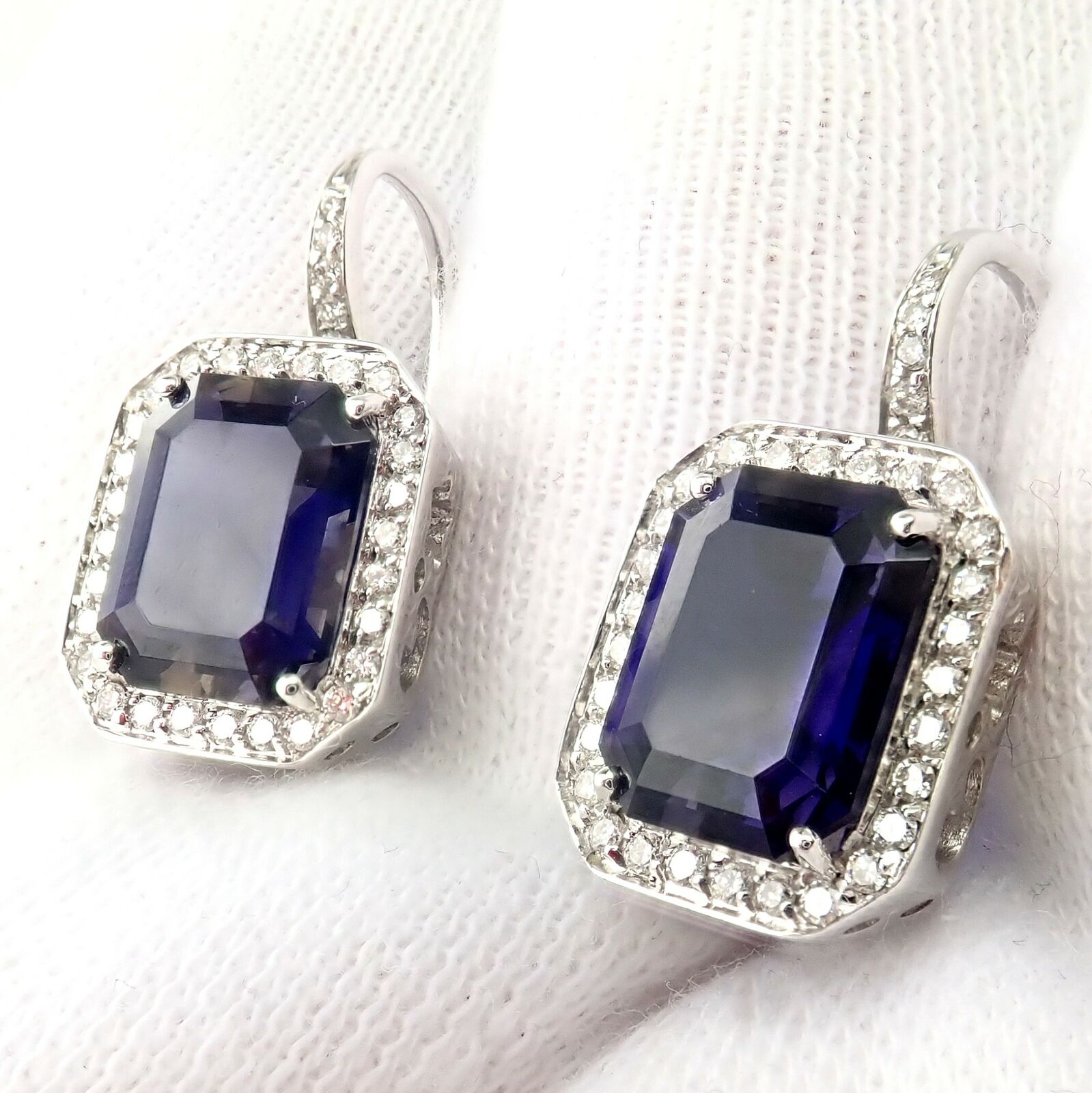 Authentic! Pasquale Bruni 18k White Gold Iolite Diamond Earrings | Fortrove