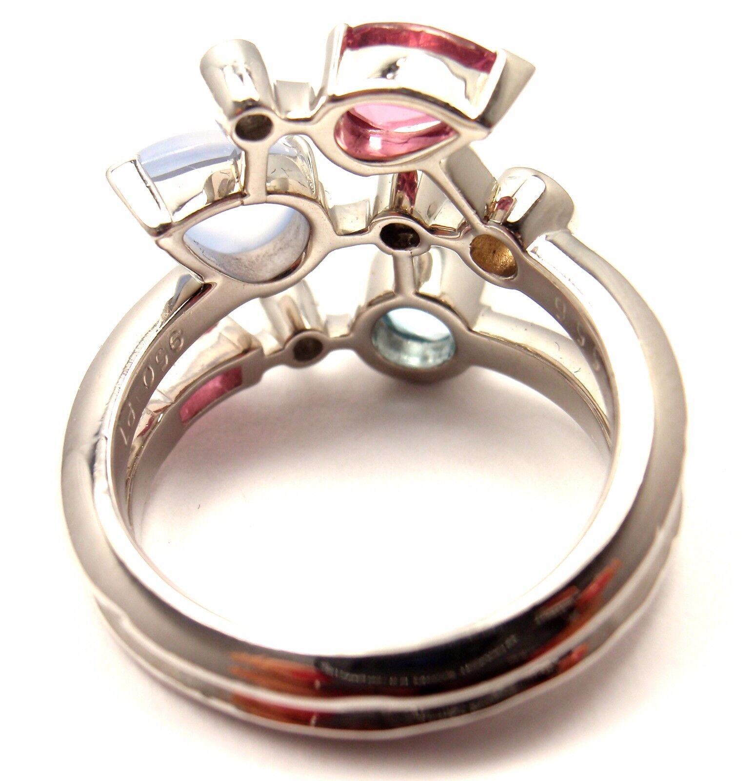 Authentic! Cartier Meli Melo Platinum Chalcedony Tourmaline Garnet Diamond Ring | Fortrove