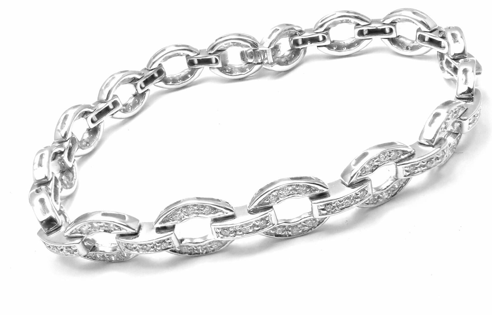 Authentic! Damiani 18k White Gold Diamond Link Tennis Bracelet | Fortrove