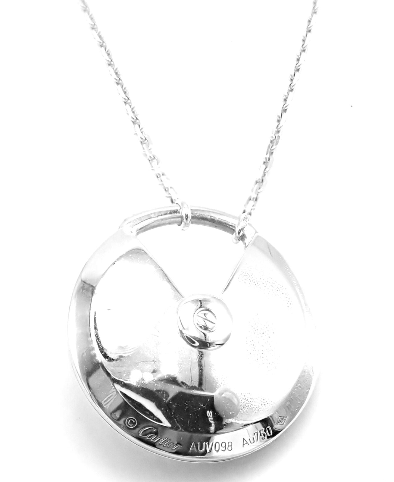 Authentic! Cartier Amulette 18k White Gold Diamond Ruby Large Pendant Necklace | Fortrove