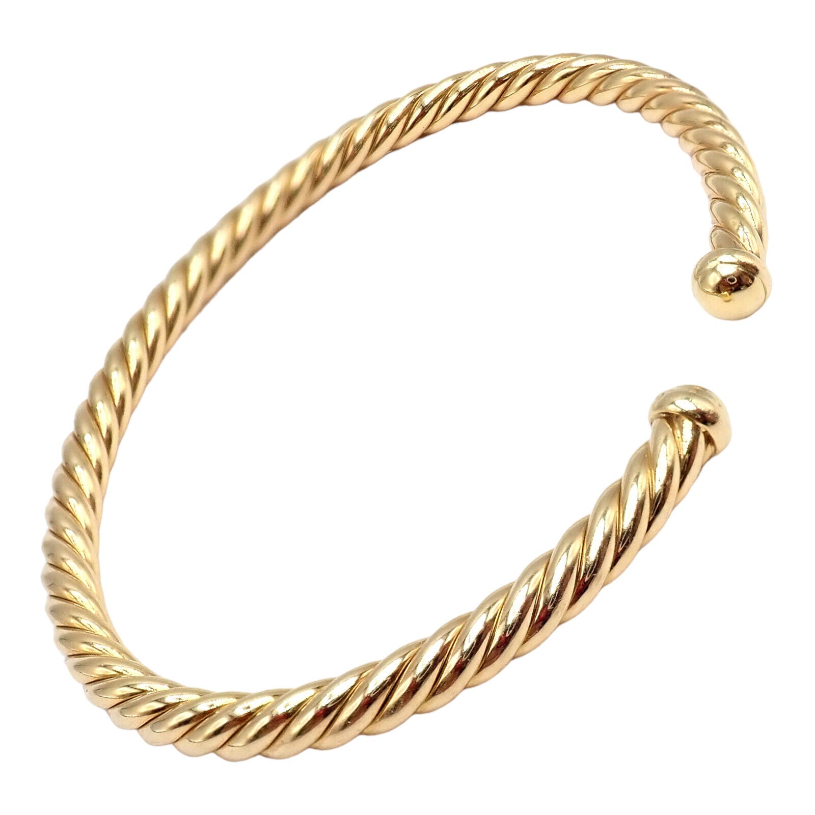 Authentic! David Yurman DY 18k Yellow Gold 4mm Cable Medium Bangle Bracelet | Fortrove