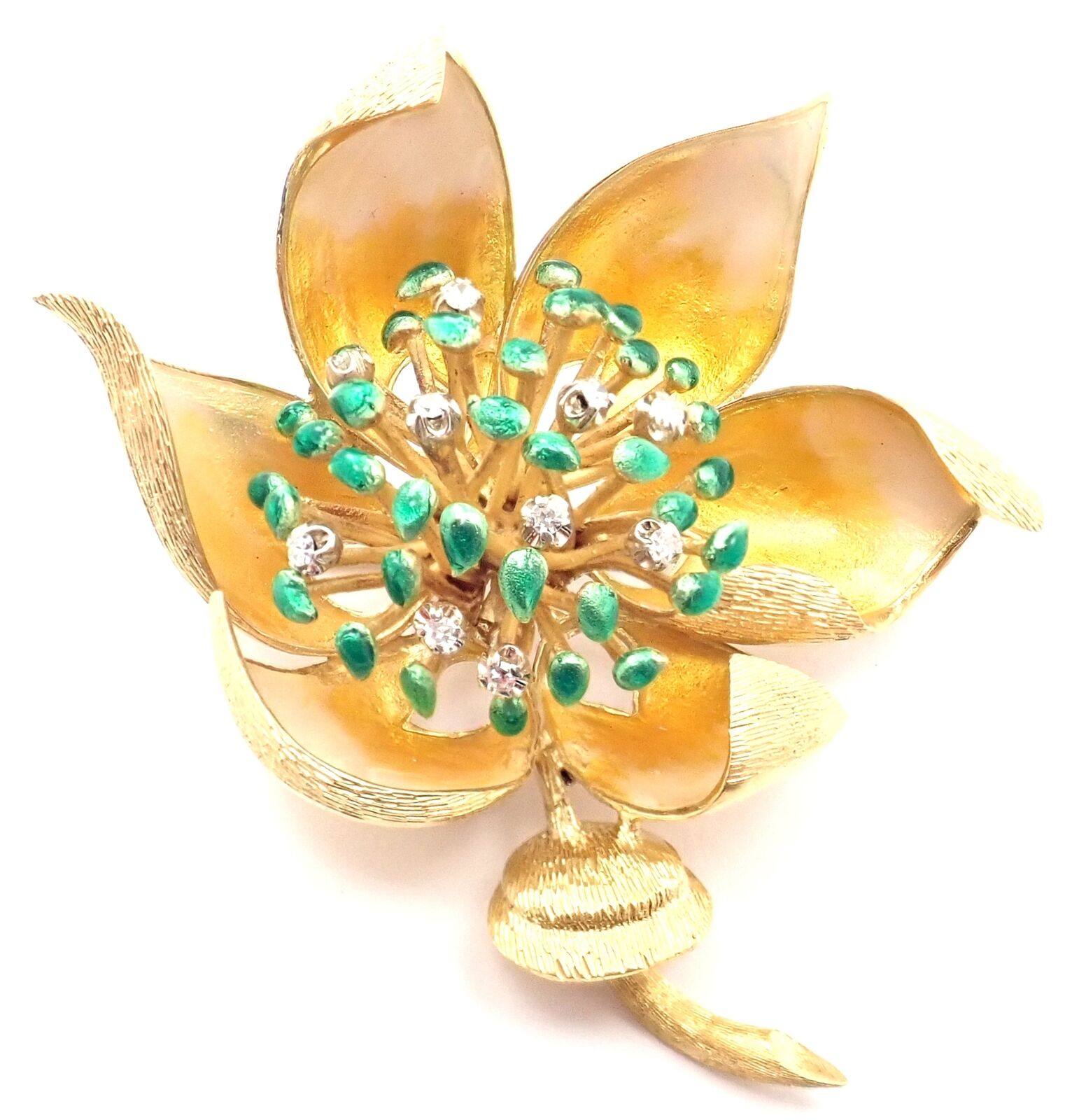 Tiffany & Co. Jewelry & Watches:Fine Jewelry:Brooches & Pins Authentic! Vintage Tiffany & Co Flower 18k Yellow Gold Diamond Large Pin Brooch