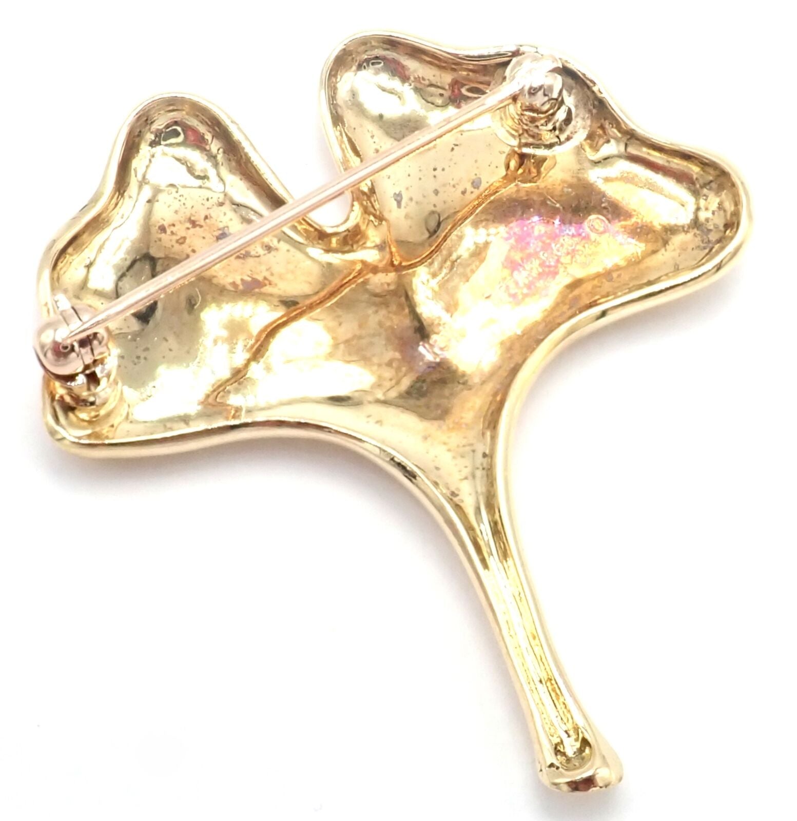 Authentic! Vintage Tiffany & Co 18k Yellow Gold Ginkgo Flower Brooch Pin | Fortrove