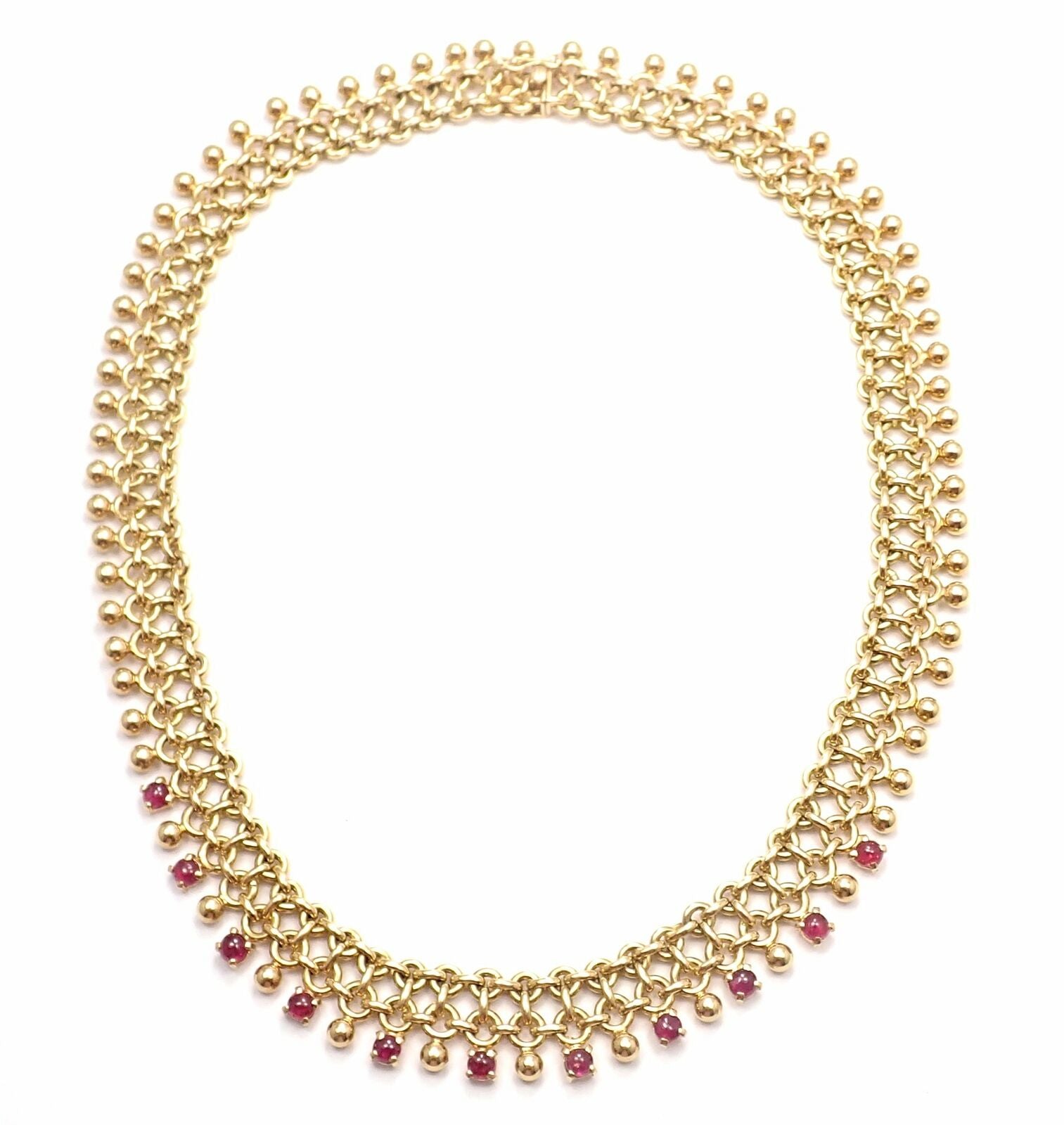 Rare! Vintage Authentic Tiffany & Co 18k Yellow Gold Ruby Collar Necklace | Fortrove