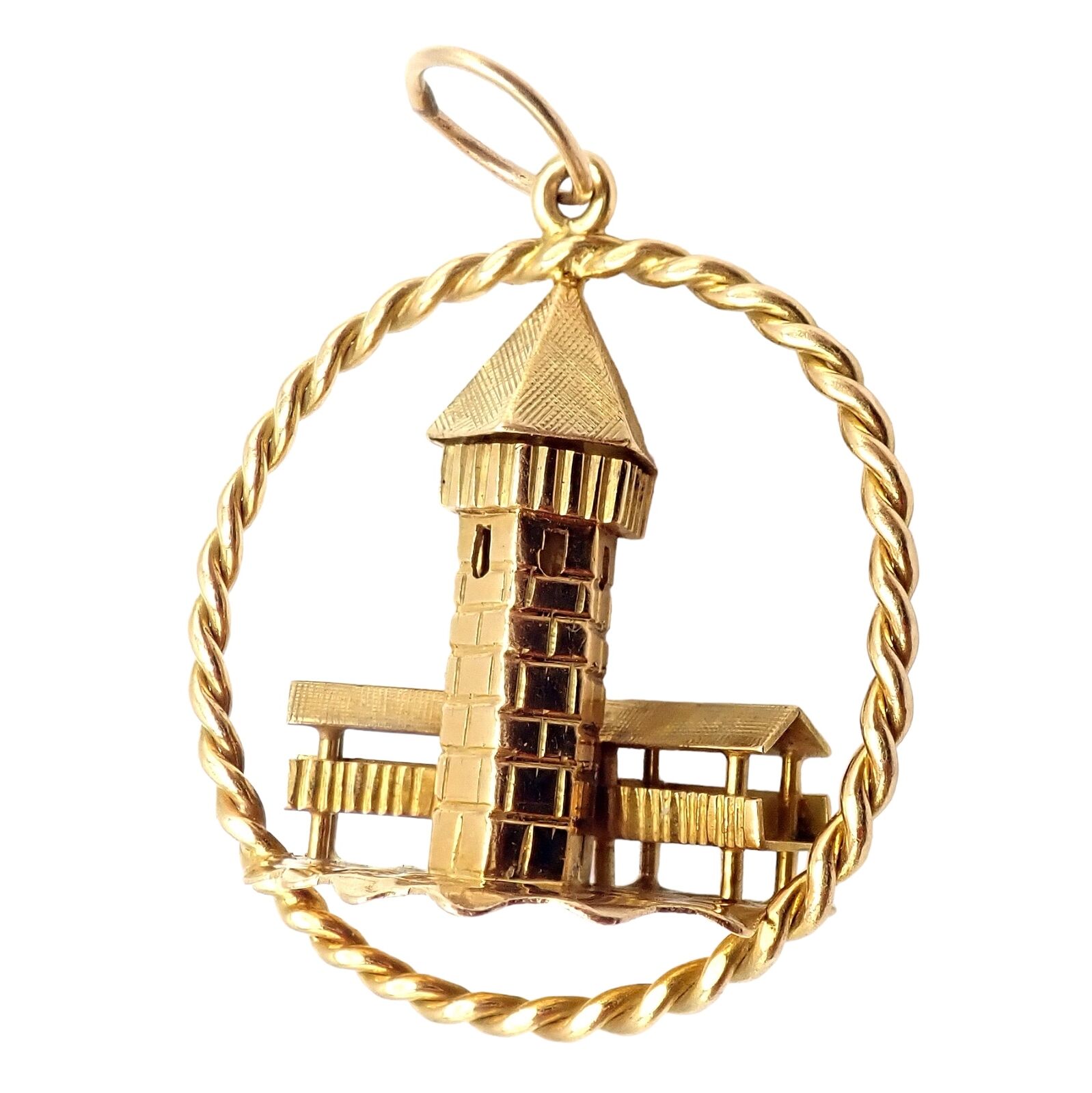 Rare! Vintage Gubelin 18k Yellow Gold Tower Charm Pendant | Fortrove