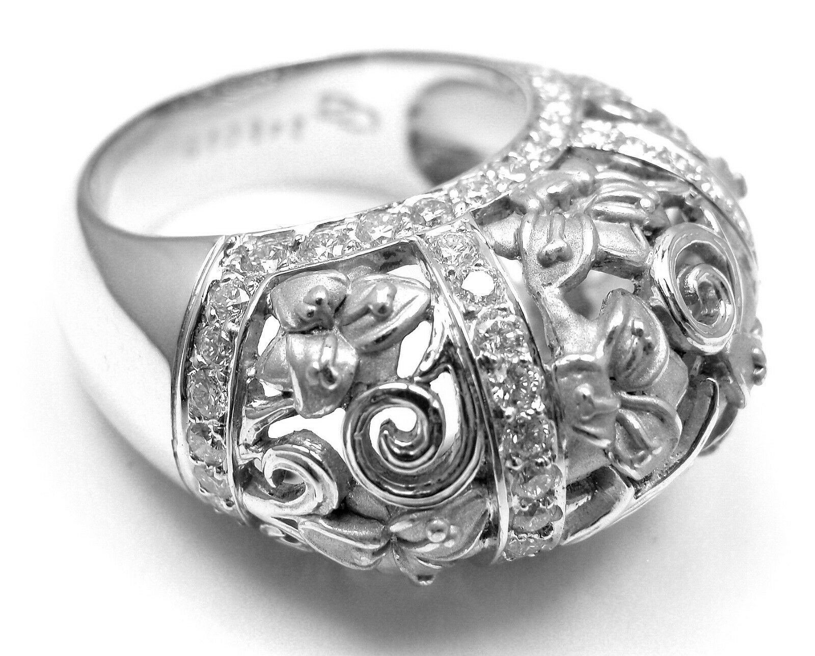 New! Authentic Carrera Y Carrera Taj Mahal 18k White Gold Diamond Ring Cert. | Fortrove