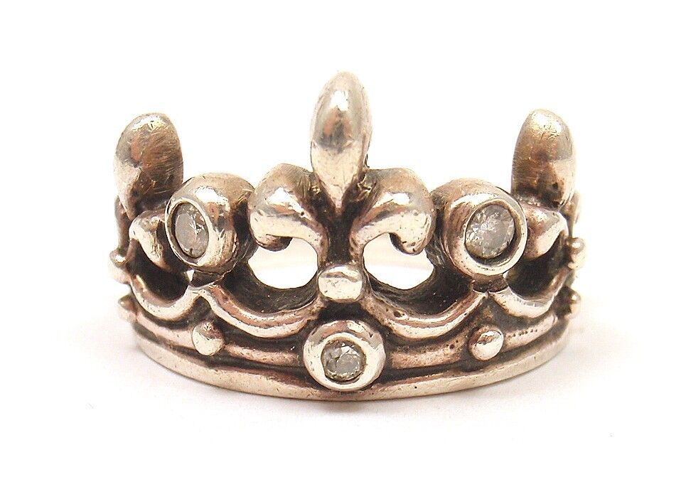 Rare! Authentic ROYAL ORDER Sterling Slver Diamond Crown Band Ring | Fortrove