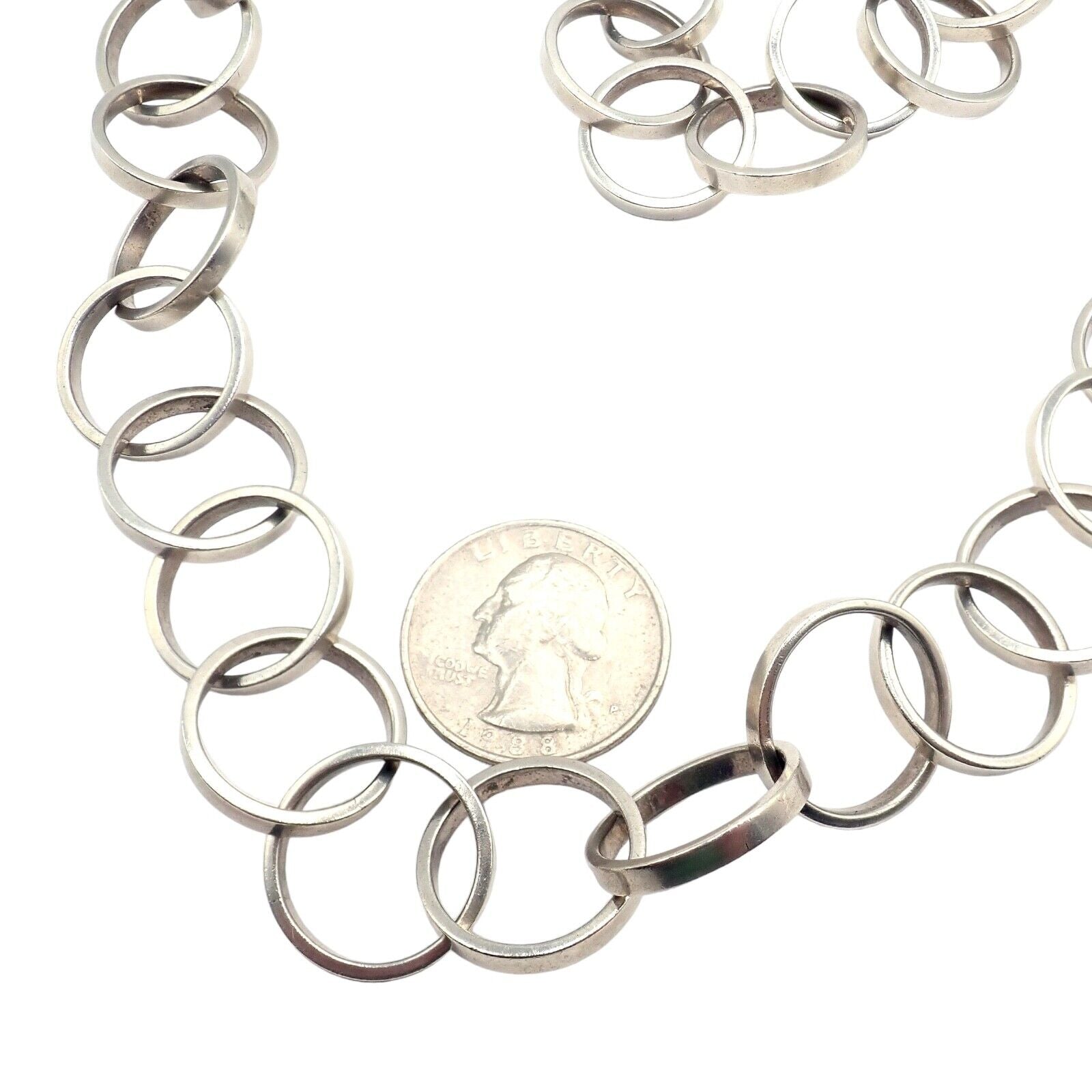 Rare! Tiffany & Co Picasso Sterling Silver Circle Link Long 34" Circle Necklace | Fortrove