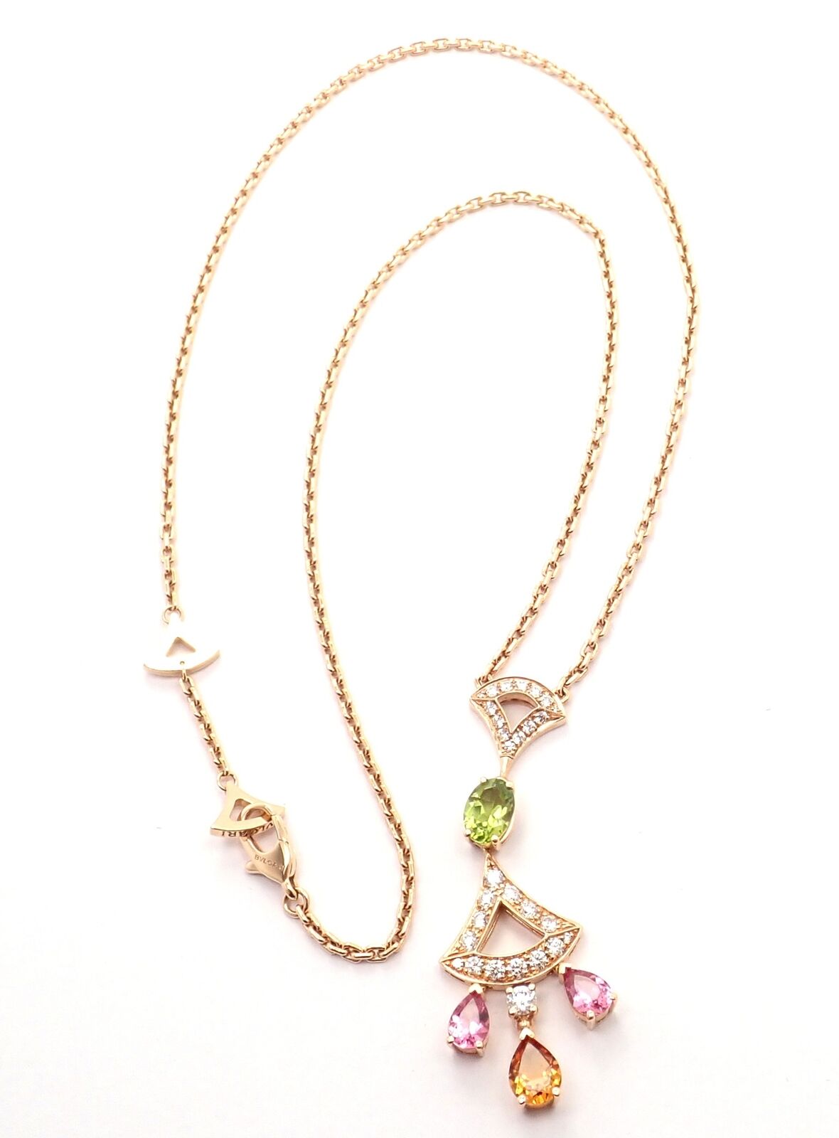 Authentic Bvlgari Bulgari Diva Dream 18k Rose Gold Diamond Peridot Necklace Cert | Fortrove