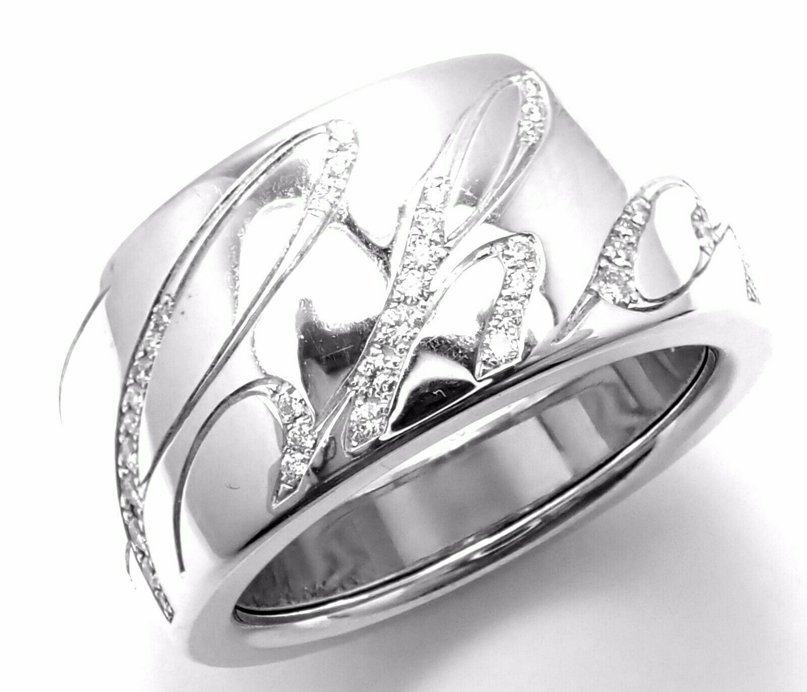 Chopard Chopardissimo 18k White Gold Diamond Signature Band Ring Size 6 Cert | Fortrove