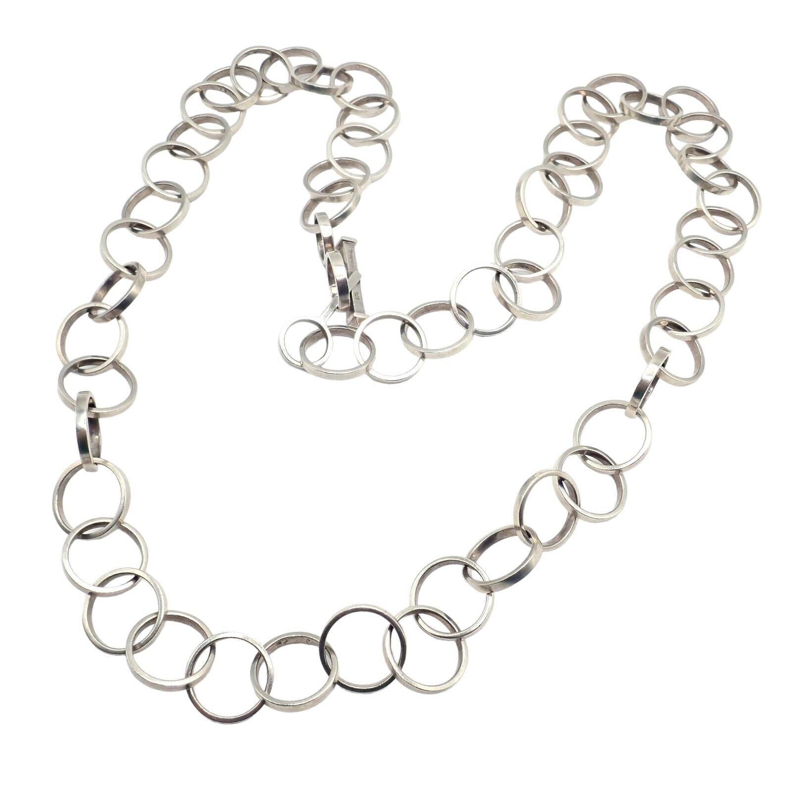 Rare! Tiffany & Co Picasso Sterling Silver Circle Link Long 34" Circle Necklace | Fortrove