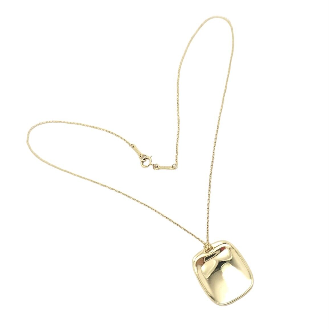 Tiffany & Co 18k Yellow Gold Rectangle Concave Disc ID Necklace | Fortrove