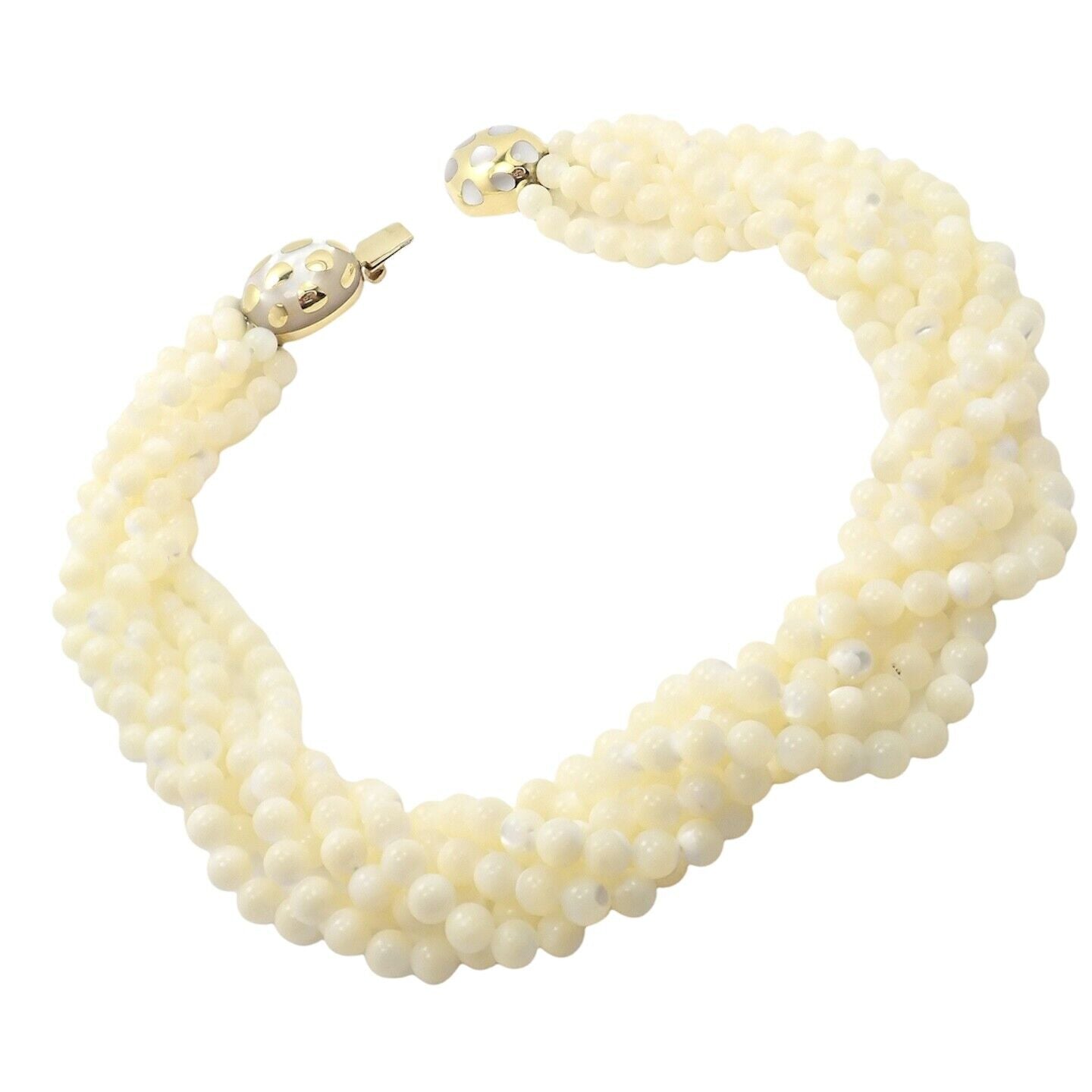 Tiffany & Co Cummings 18k Gold Mother Of Pearl Bead Torsade Inlaid Necklace | Fortrove