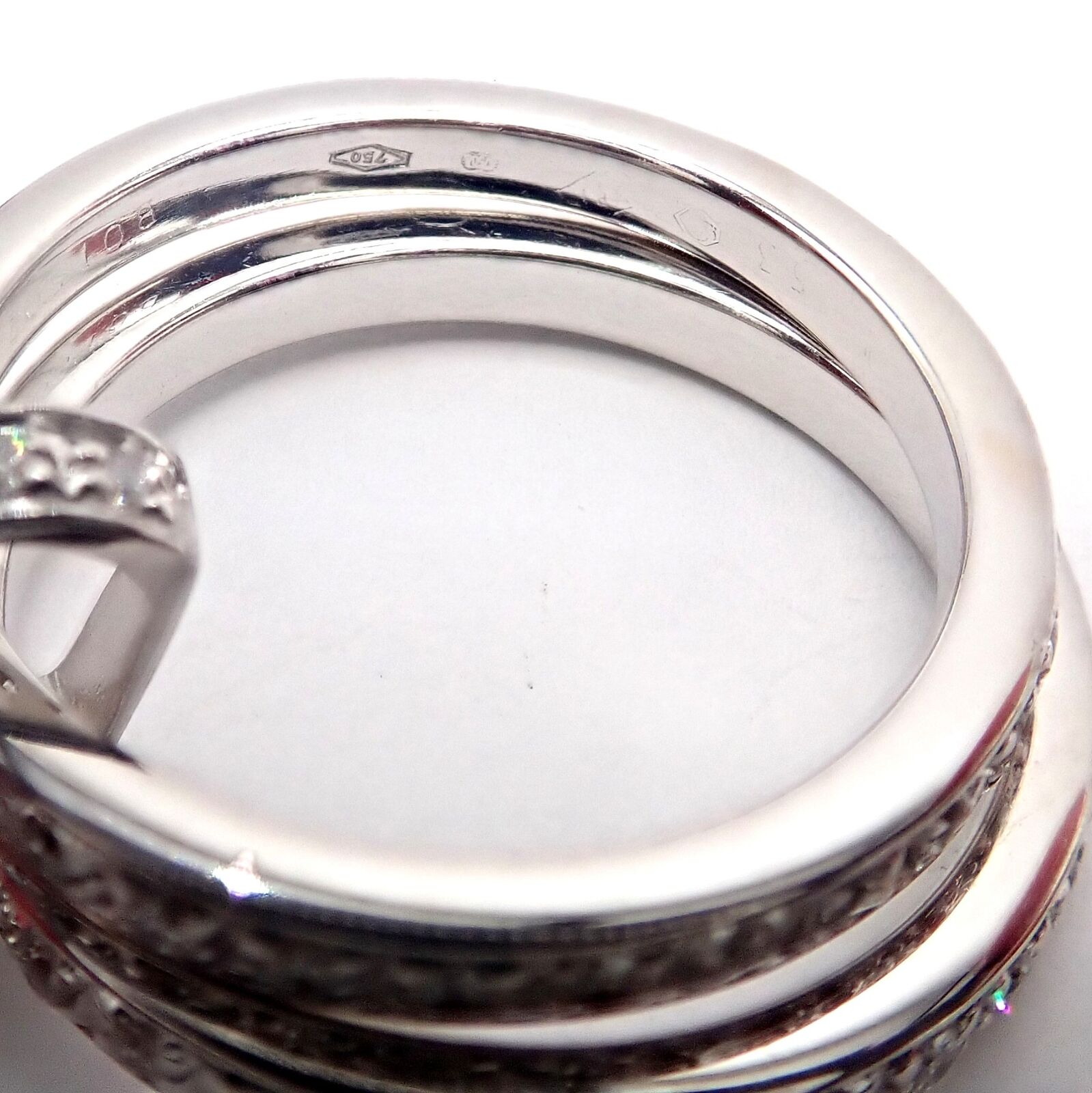 Authentic! Piaget 18k White Gold Diamond Double Band Flower Ring | Fortrove