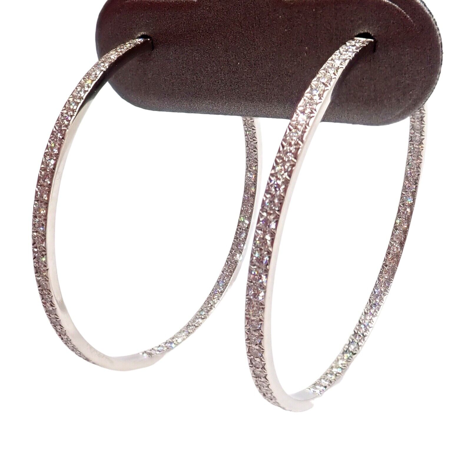 Authentic! Tiffany & Co Platinum Metro Diamond Large Inside Out Hoop Earrings | Fortrove