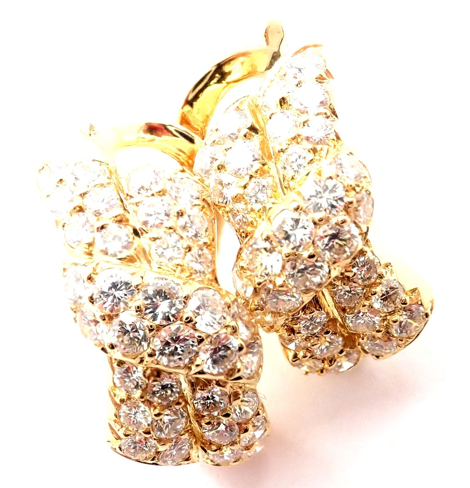 Rare! Authentic Van Cleef & Arpels 18k Yellow Gold Diamond Bow Earrings Paper | Fortrove