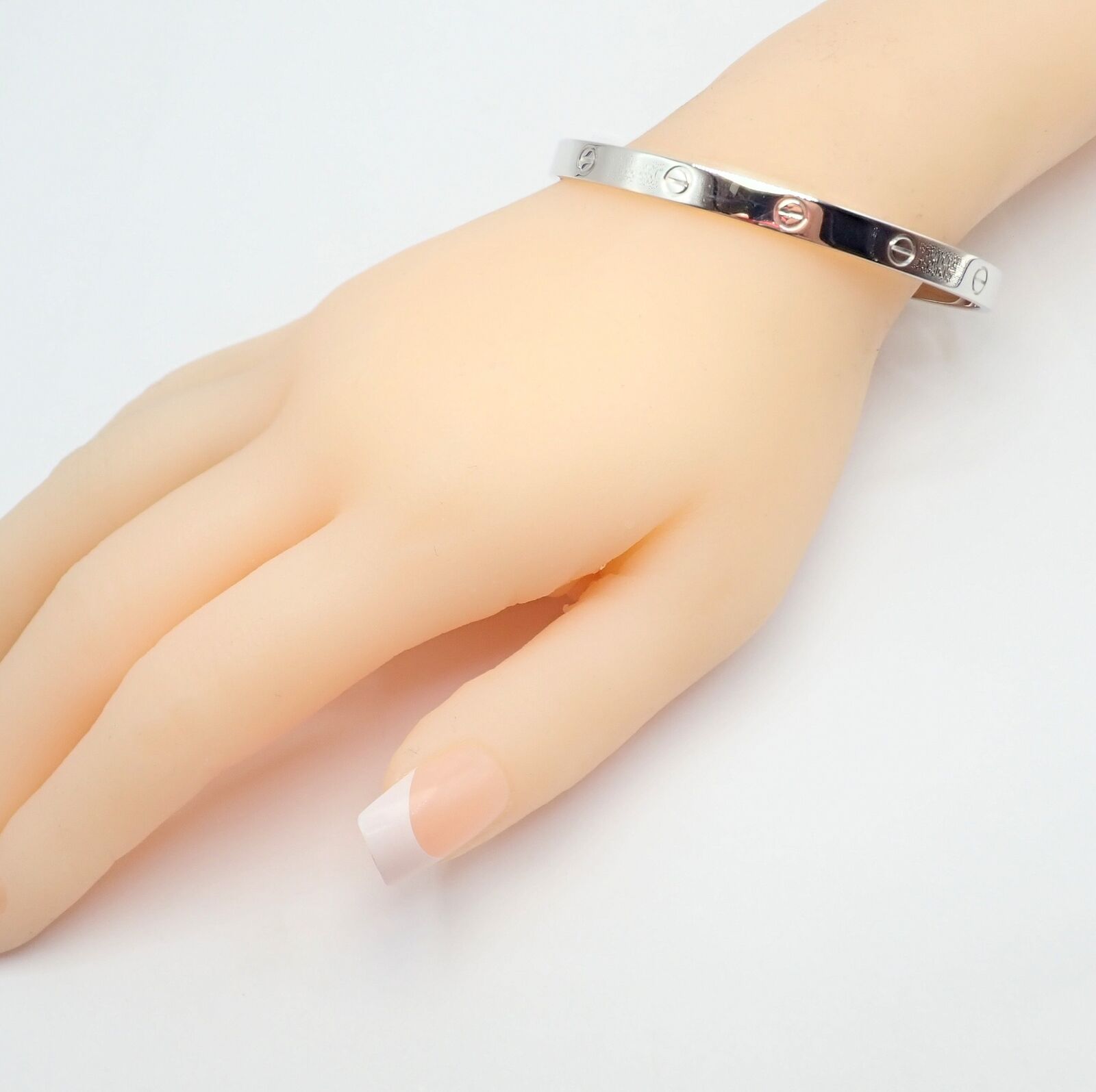 Authentic! Cartier 18k White Gold Love Cuff Open Bracelet Size 21 w/ Certificate | Fortrove