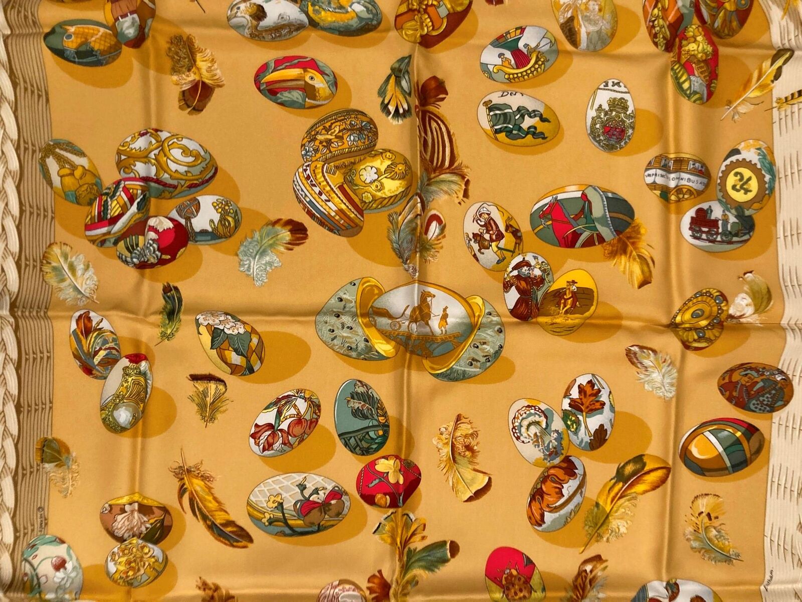 Authentic RARE! Hermes Eggs Latham Des œufs Vintage 90cm Silk Scarf | Fortrove