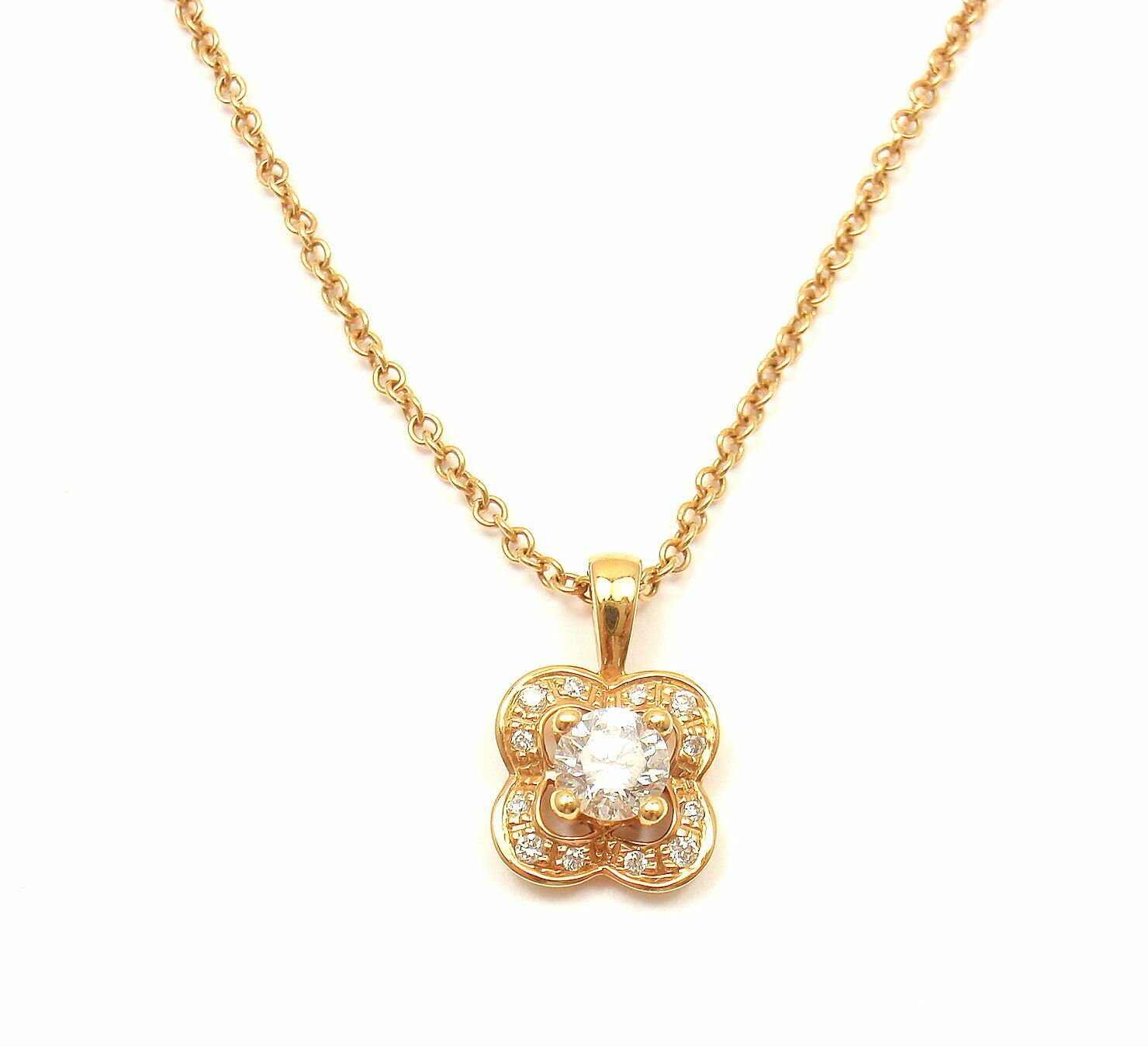 MAUBOUSSIN 18K ROSE GOLD DIAMOND FLOWER PENDANT NECKLACE | Fortrove
