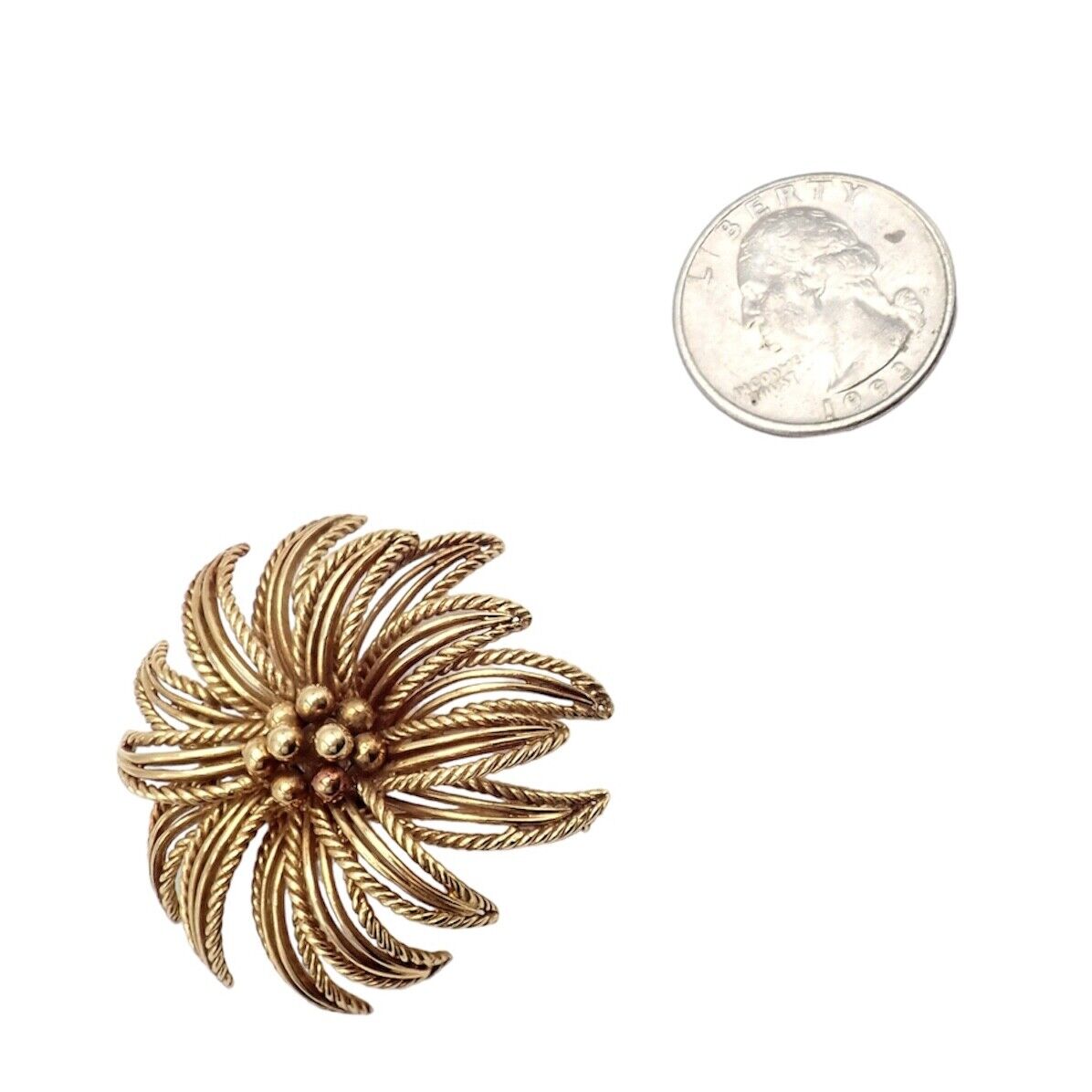 Vintage Boucheron Paris 18k Yellow Gold Large Flower Pin Brooch 1960s | Fortrove