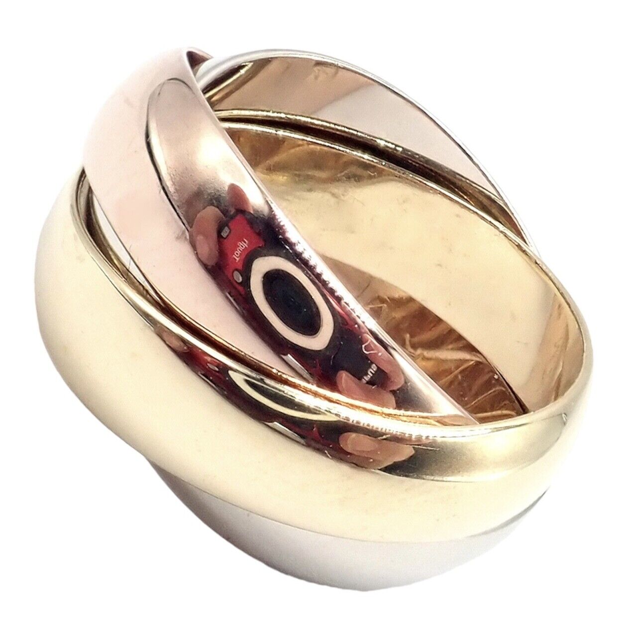 Authentic! Cartier Trinity 18k TriColor Gold Wide Band Ring 1990 | Fortrove